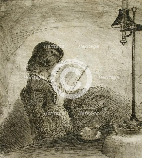 A Lady Reading, 1858. Creator: Francis Seymour Haden.