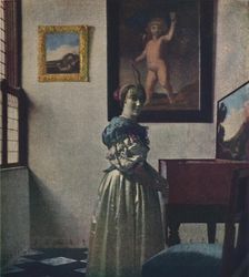A Lady Standing at the Virginals c1670-1672,(c1950). Creator: Jan Vermeer