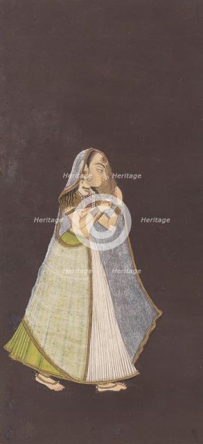 A Lady Walking at Night Holding an Oil Lamp, ca. 1725. Creator: Unknown.