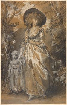 A Lady Walking in a Garden with a Child, about 1785. Creator: Thomas Gainsborough