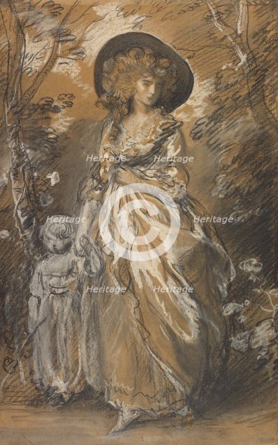A Lady Walking in a Garden with a Child, about 1785. Creator: Thomas Gainsborough.