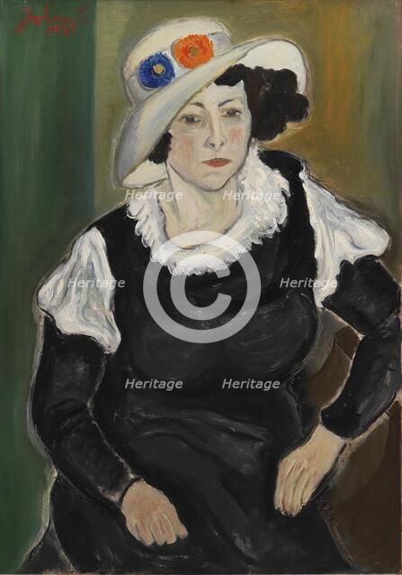 A Lady Wearing a Hat; The Artist's Wife, Dagny Marie Christensen, née Nielsen, 1935. Creator: John Christensen.