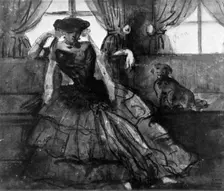 A Lady with her Dog 19th century, (1930).Artist: Constantin Guys