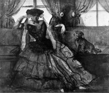 A Lady with her Dog 19th century, (1930).Artist: Constantin Guys