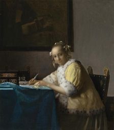 A Lady Writing, c. 1665. Creator: Jan Vermeer