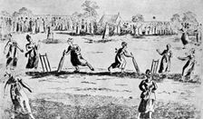 A ladies cricket match, Newington Green, Islington, London, 1811 (1912)