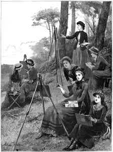 A ladies sketching club, 1885.Artist: Arthur Hopkins