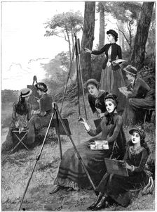 A ladies sketching club, 1885.Artist: Arthur Hopkins