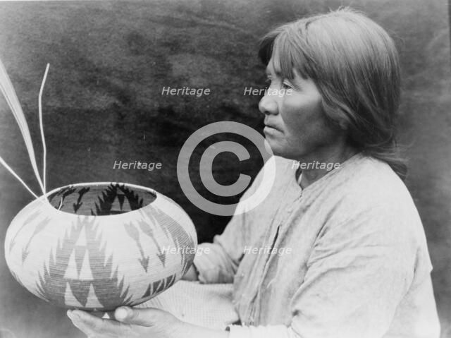 A Lake Mono basket-maker, c1924. Creator: Edward Sheriff Curtis.