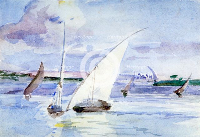 'A Lake with Sailing Boats', c1864-1930. Artist: Anna Lea Merritt