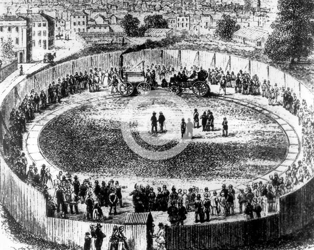A lap of honour for Trevithick's portable steam engine, London, 1808. Creator: Unknown.