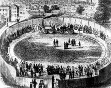 A lap of honour for Trevithick's portable steam engine, London, 1808. Creator: Unknown