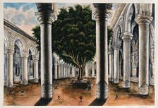 A large colonnade at Courtallum, Tamil Nadu, (between 1800 and 1899?). Creator: Unknown