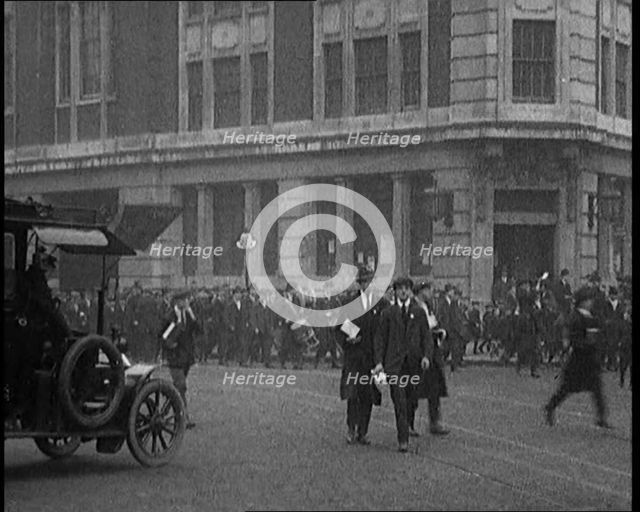 A Large Crowd Marching on the Streets, 1920. Creator: British Pathe Ltd.