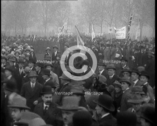 A Large Crowd of Civilians in a Political Rally, 1920. Creator: British Pathe Ltd.