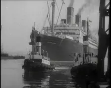 A Large Ship Coming in to Dock, 1930s. Creator: British Pathe Ltd