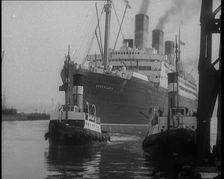A Large Ship Coming in to Dock, 1930s. Creator: British Pathe Ltd