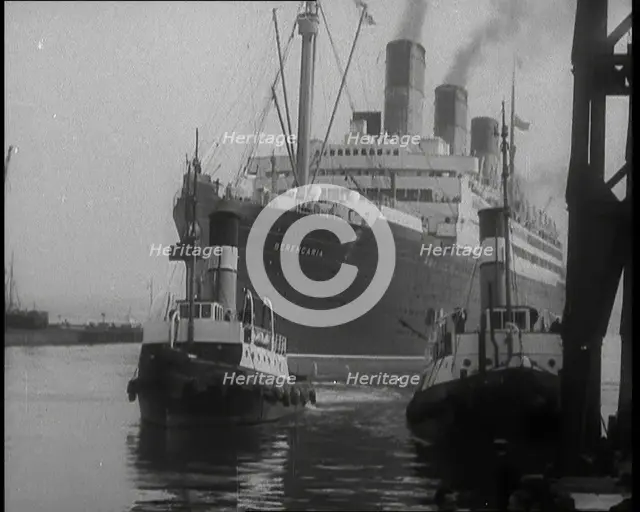 A Large Ship Coming in to Dock, 1930s. Creator: British Pathe Ltd.