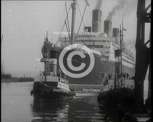 A Large Ship Coming in to Dock, 1930s. Creator: British Pathe Ltd.