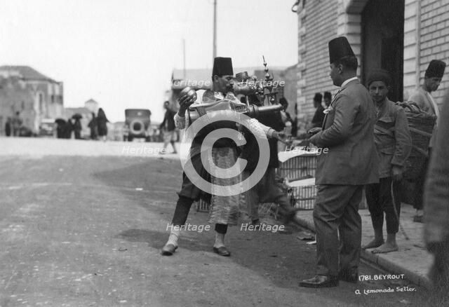 A lemonade seller, Beiruit, Lebanon, c1920s-c1930s(?). Artist: Unknown