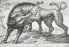 A Leopard Fighting a Boar, 1610. Creator: Hendrick Hondius I