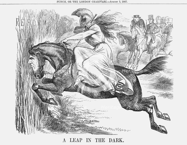'A Leap in the Dark', 1867. Creator: John Tenniel.