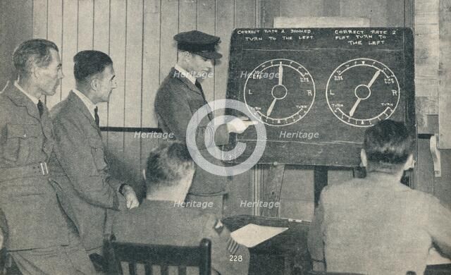 A lecture on instrument flying at the Central Flying School at Upavon, Wiltshire, c1936 (c1937). Artist: Unknown.