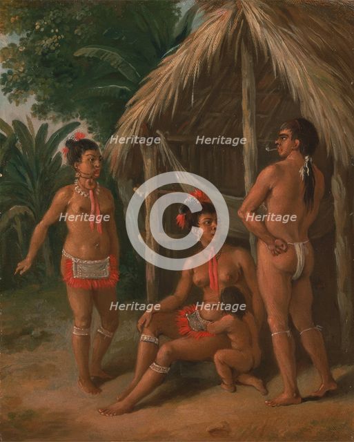 A Leeward Islands Carib family outside a Hut, ca. 1780. Creator: Agostino Brunias.