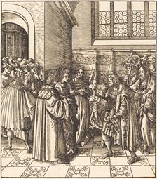 A Legation before a King, near Him Two Women Standing, 1514/1516. Creator: Leonhard Beck