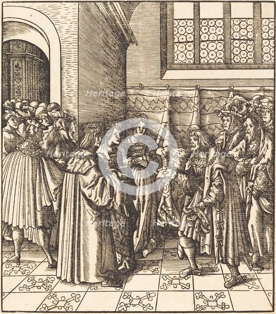 A Legation before a King, near Him Two Women Standing, 1514/1516. Creator: Leonhard Beck.