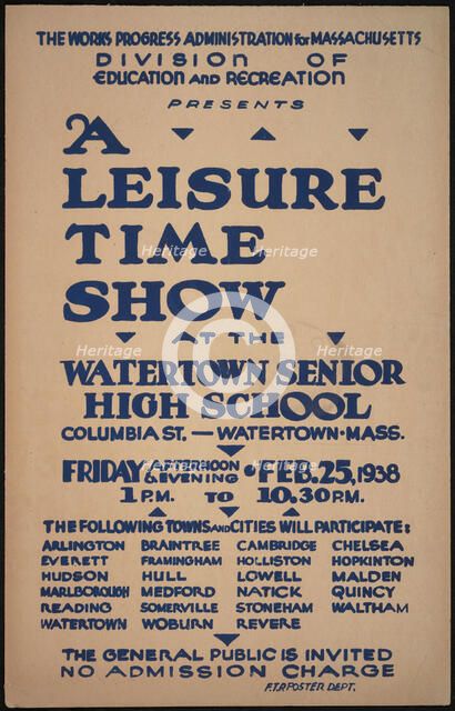 A Leisure Time Show, Watertown, MA, 1938. Creator: Unknown.