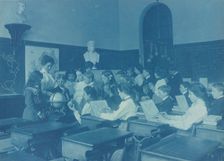 A lesson in globe making. Children in class in a Washington, D.C., school, 1899. Creator: Frances Benjamin Johnston