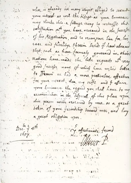 A letter by Oliver Cromwell to Cardinal Mazarin, 4 December 1657, (1899). Artist: Unknown