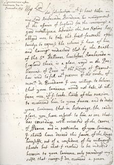 A letter by Oliver Cromwell to Cardinal Mazarin, 4 December 1657, (1899)