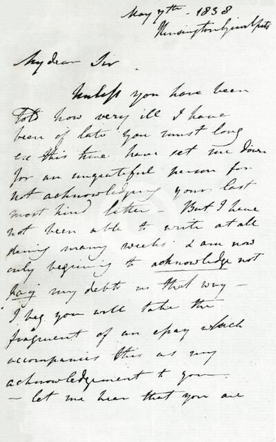 A letter from Augustus Wall Callcott, 7 May 1838 (1904). Artist: Augustus Wall Callcott.