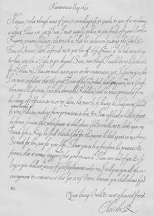 A letter from Charles I to his nephew Prince Maurice of the Palatinate dated September 1645. Artist: King Charles I