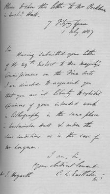 A letter from Charles Lock Eastlake, 1847 (1904). Artist: Charles Lock Eastlake
