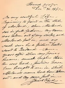 A letter from James Ward, 1851 (1904). Artist: James Ward