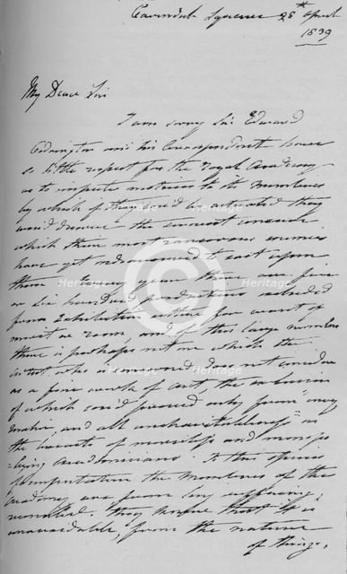 A letter from Martin Archer Shee, 1839 (1904). Artist: Sir Martin Archer Shee.