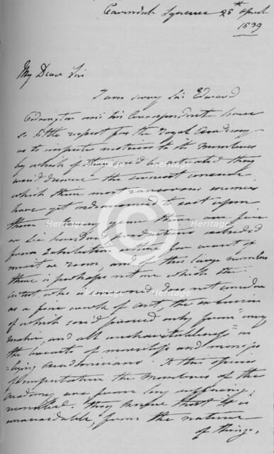 A letter from Martin Archer Shee, 1839 (1904). Artist: Sir Martin Archer Shee.