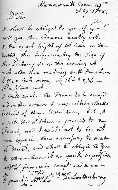 A letter from Philip James de Loutherbourg, 19 July 1808 (1904). Artist: Philip James de Loutherbourg.