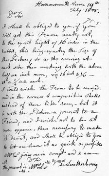 A letter from Philip James de Loutherbourg, 19 July 1808 (1904). Artist: Philip James de Loutherbourg