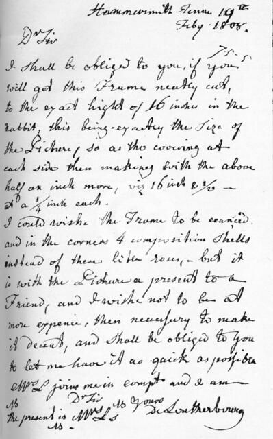 A letter from Philip James de Loutherbourg, 19 July 1808 (1904). Artist: Philip James de Loutherbourg.