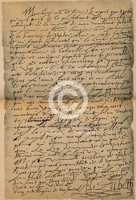 A letter from Queen Elizabeth I (1533-1603) to King Jmaes VI (1566-1625), 1898. Artist: James Stillie