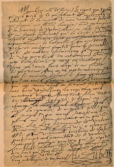 A letter from Queen Elizabeth I (1533-1603) to King Jmaes VI (1566-1625), 1898. Artist: James Stillie