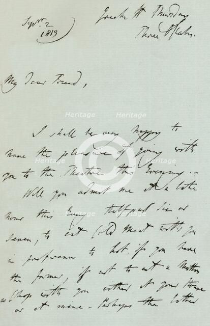 A letter from Sir Thomas Lawrence, 1819 (1904). Artist: Thomas Lawrence.