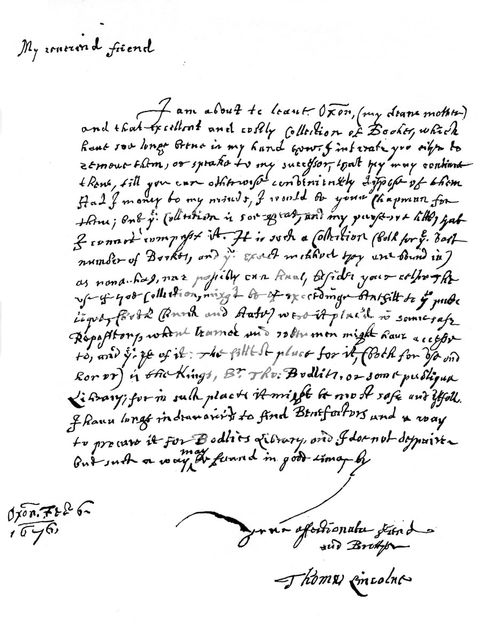 A letter written by Thomas Lincoln, 1676 (1840). Artist: Unknown