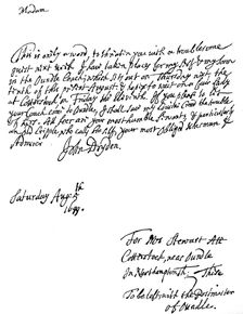 A letter written by John Dryden (1631-12700), English poet, 1699 (1840)