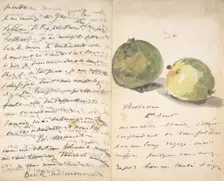 A Letter to Eugène Maus, Decorated with Two Apples, August 2, 1880. Creator: Edouard Manet