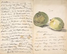 A Letter to Eugène Maus, Decorated with Two Apples, August 2, 1880. Creator: Edouard Manet